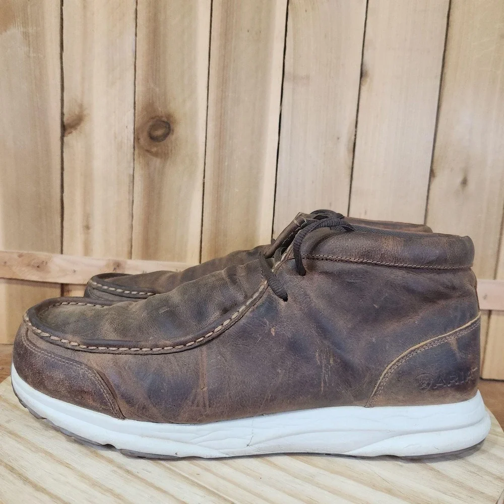 Ariat Spitfire Boots Mens 12EE Brown Leather Chukka Ankle Casual Comfort Lace Up